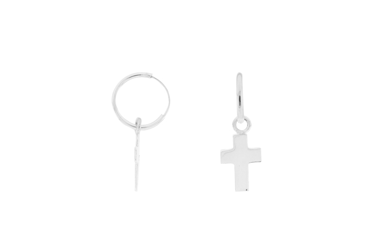 Pendiente plata 925 cruz aro
