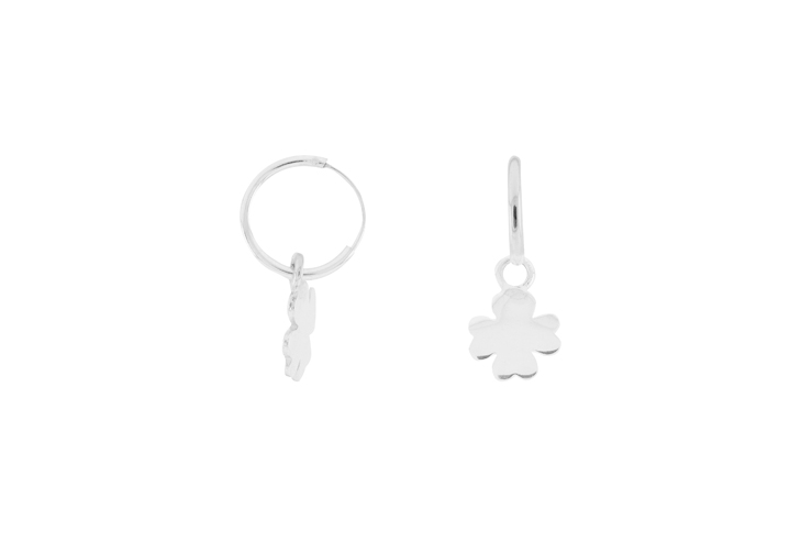 Pendiente plata 925 aro trebol 