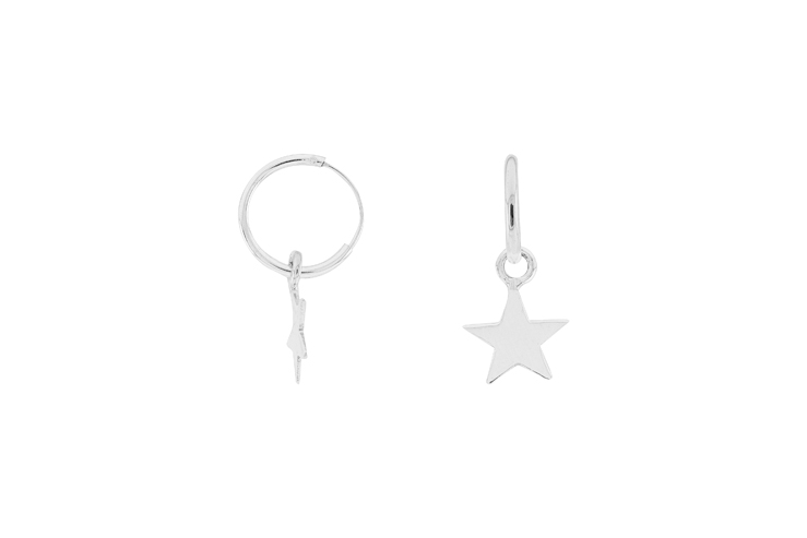 Pendiente plata 925 aro estrella 