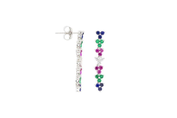 Pendiente plata 925 zirconita mix colores presión 