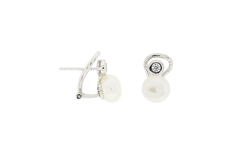 Silver 925 pearl & cz earring