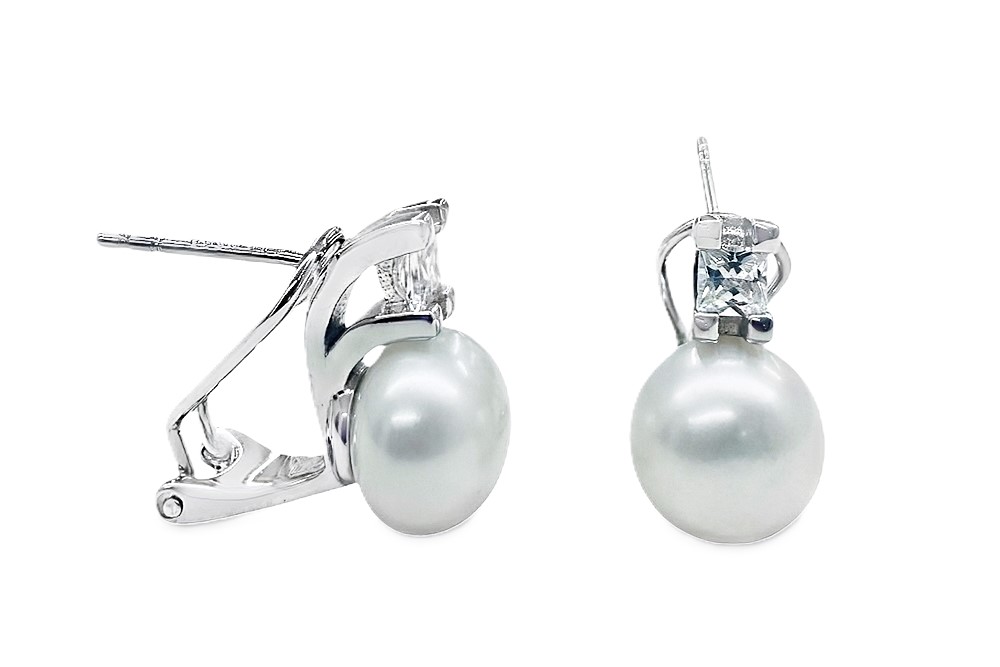 Silver 925 pearl & cz earring