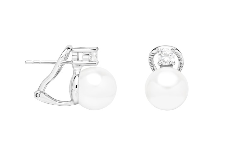 Silver 925 pearl & cz earring