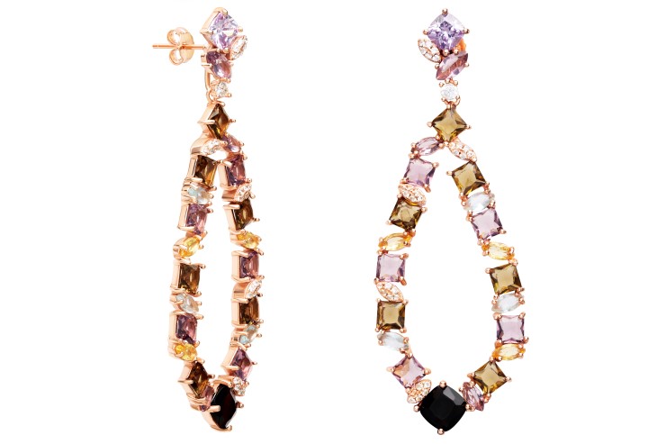 Pendiente plata 925 zirconita c/ mix piedra recon. 