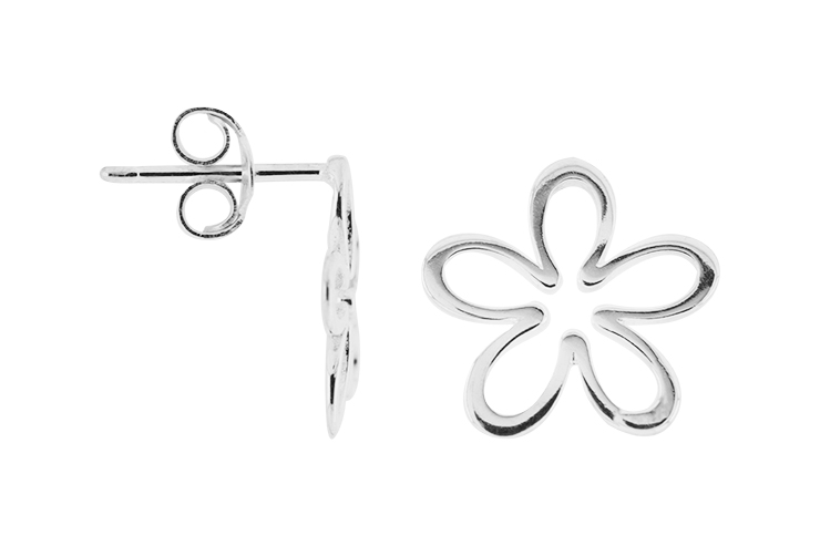 Pendiente plata 925 flor presión 