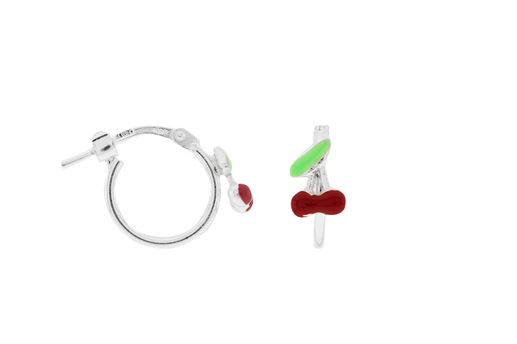 Aro plata 925 cerezas esmaltada de clip 