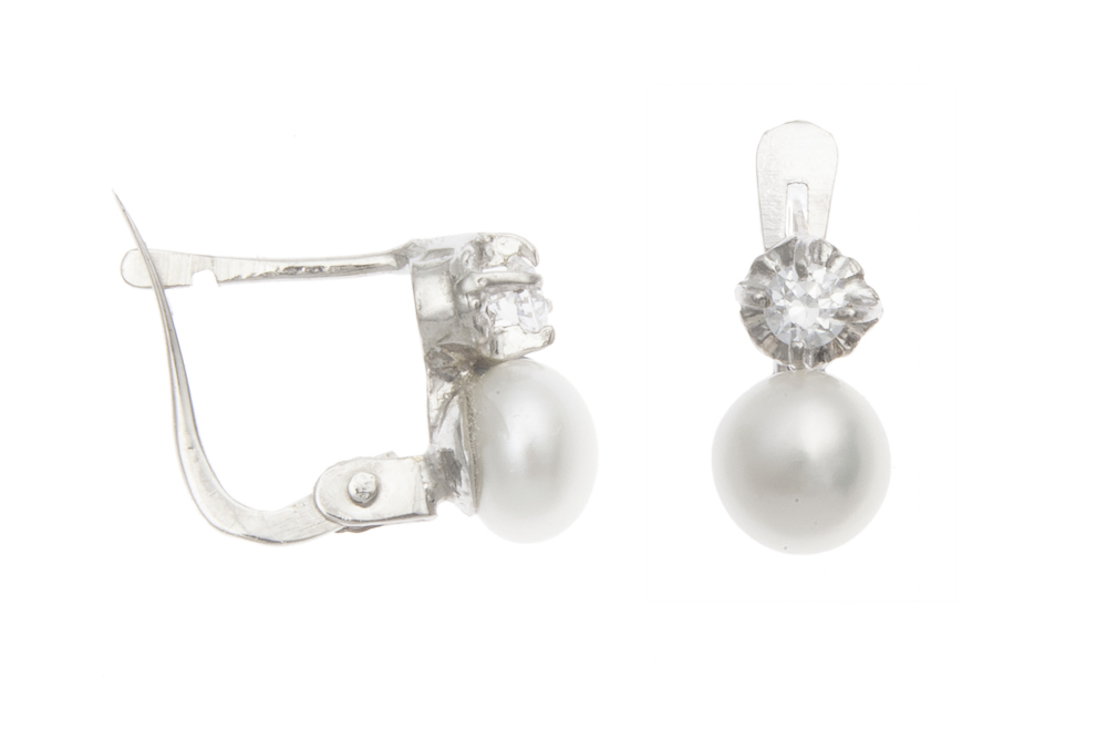 Silver 925 baby pearl & cz earring