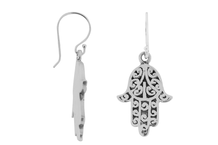 Pendiente plata 925 mano fatima gancho hippie 