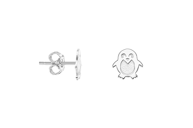 Pendiente plata 925 pingüino 