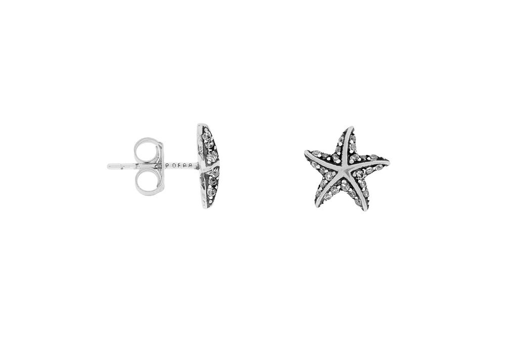 Pendiente plata 925 estrella de mar zirconita 