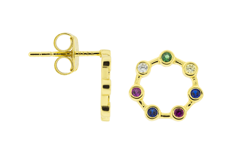 Pendiente plata 925 con zirconita multicolor 