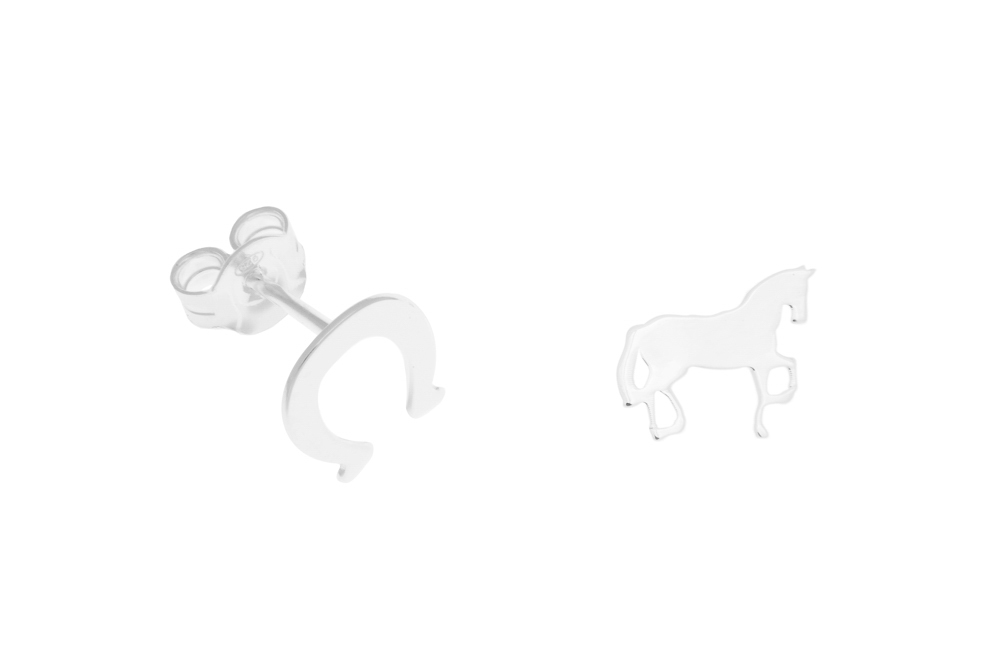Pendiente plata 925 herradura & caballo 