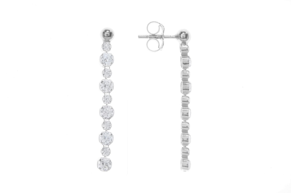 Pendiente plata 925 tenis con zirconitas