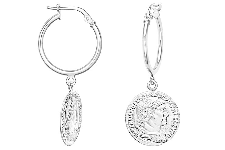 [1242000000PL] Silver 925 roman coin earring