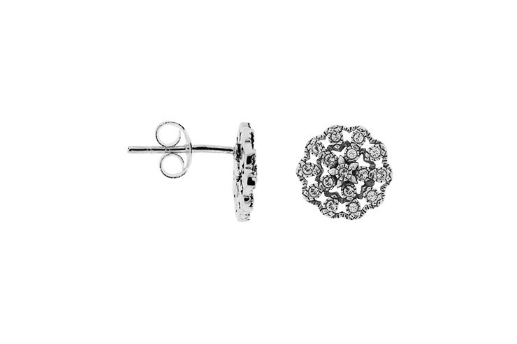 Pendiente plata 925 mandala flor zirconita 