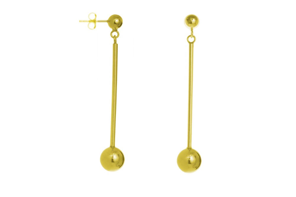 Pendiente plata 925 tubo con bola 