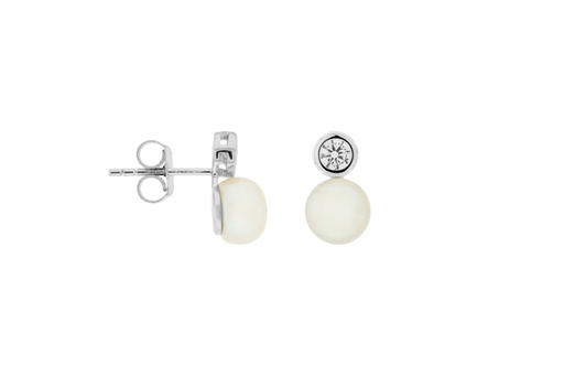 [128510001ZPB] Silver 925 earring fresh water pearl 8mm & cz
