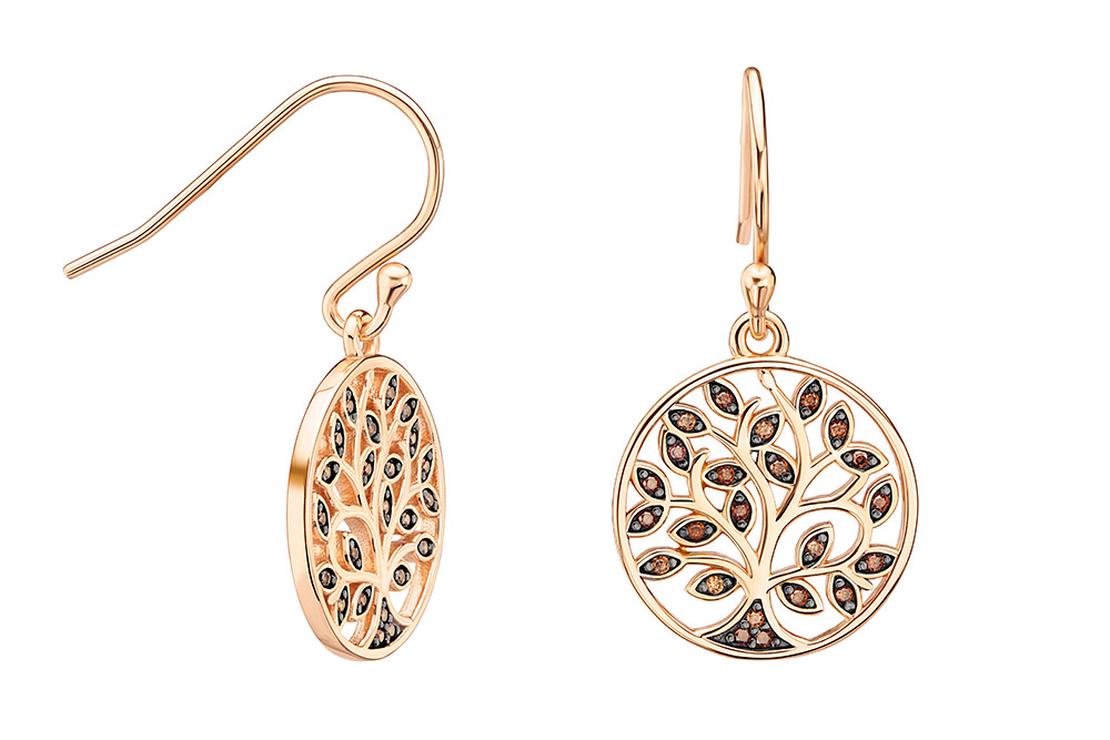 Pendiente plata 925 arbol de la vida con zirconita 