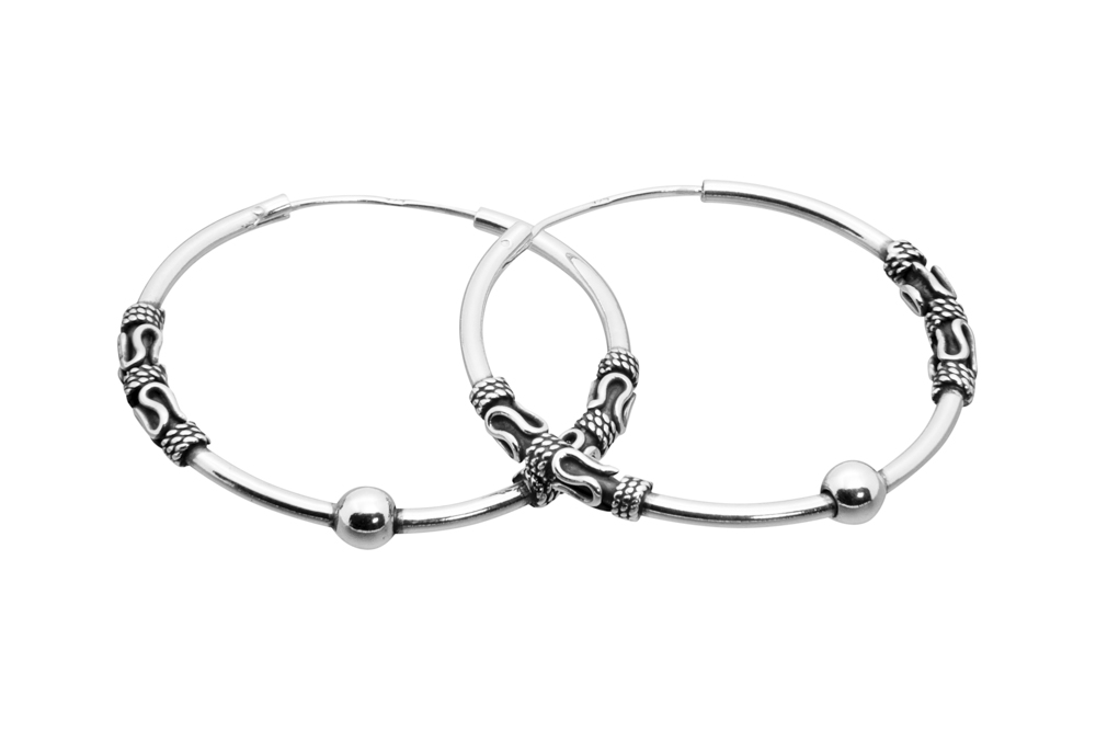 Silver 925 bali hoop earring