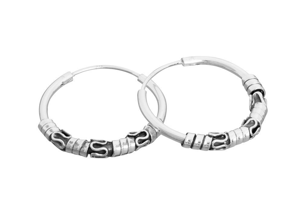 Silver 925 bali hoop earring