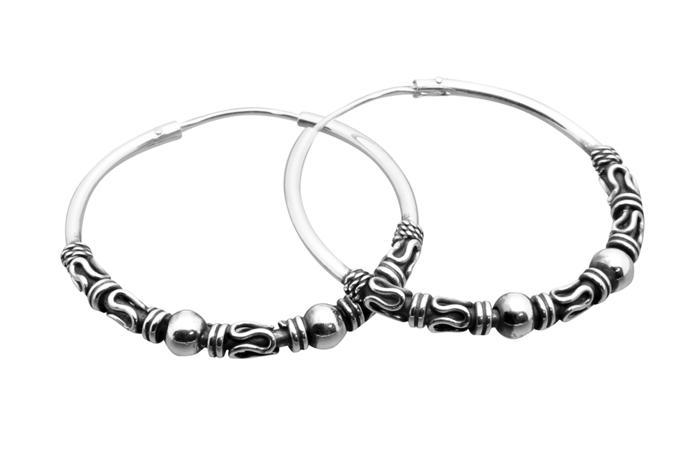 Silver 925 bali hoop earring