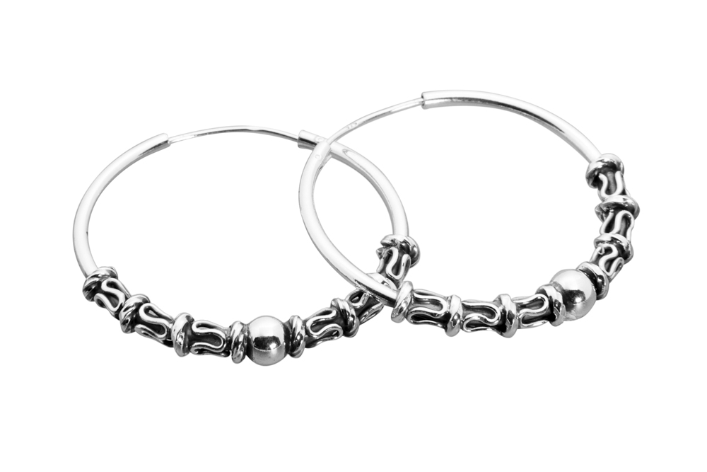 Silver 925 bali hoop earring