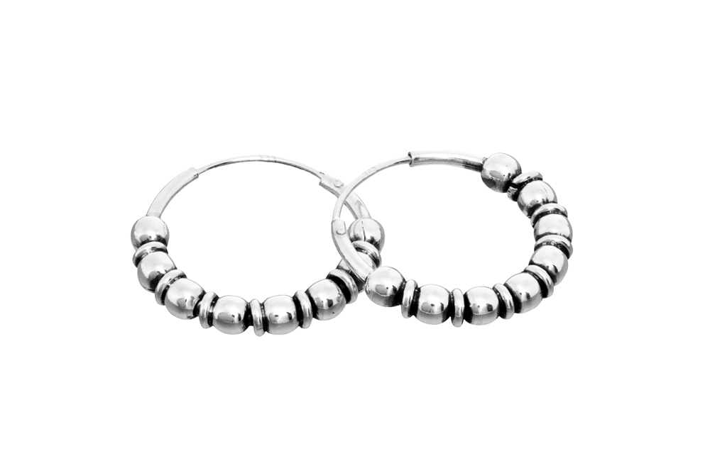 Silver 925 bali hoop earring