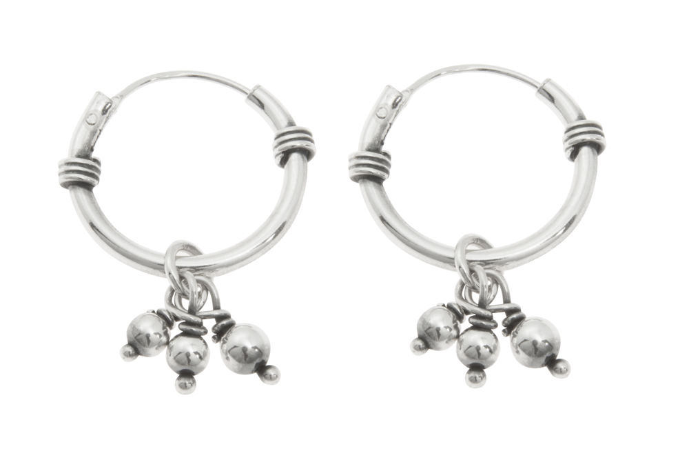 Silver 925 bali hoop earring