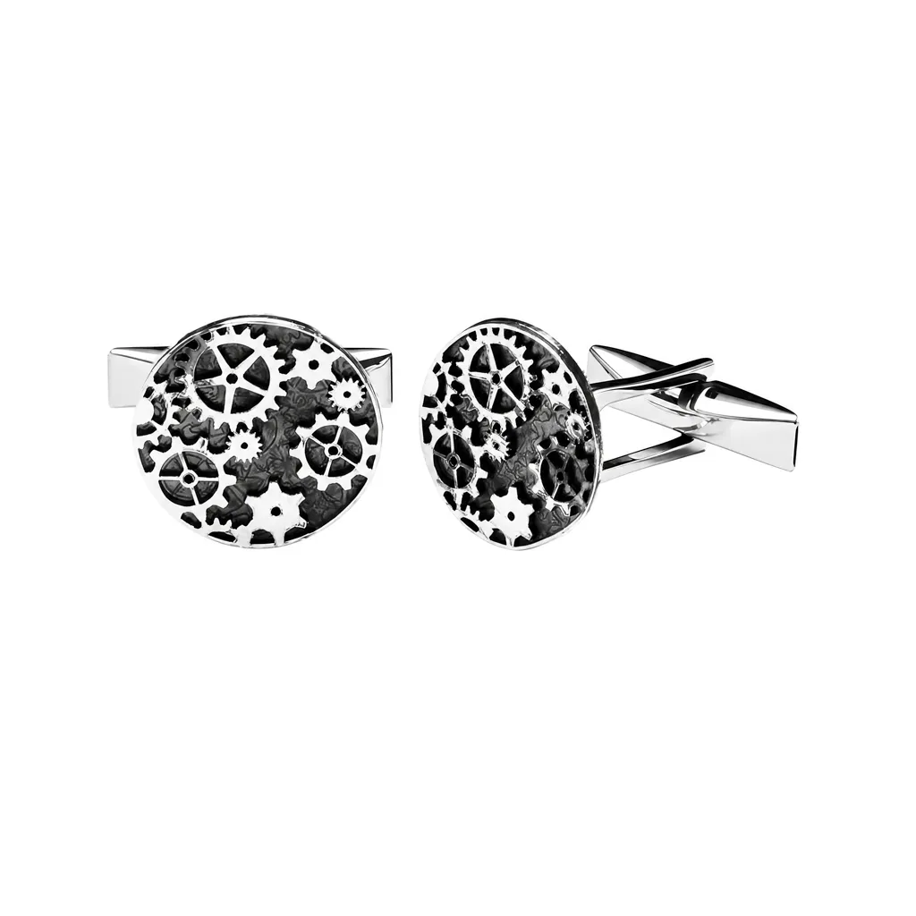Gemelo plata 925 maquinaria reloj redondo 
