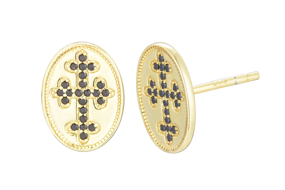[138410002ZNE] Silver 925 cross cz earring