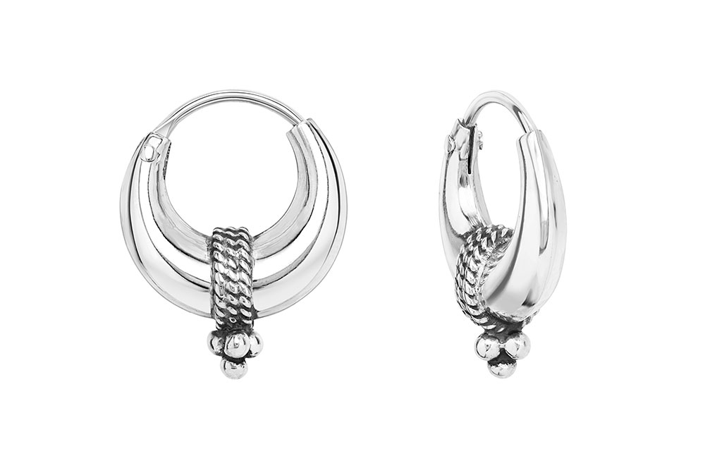 Pendiente aro bali plata 925 
