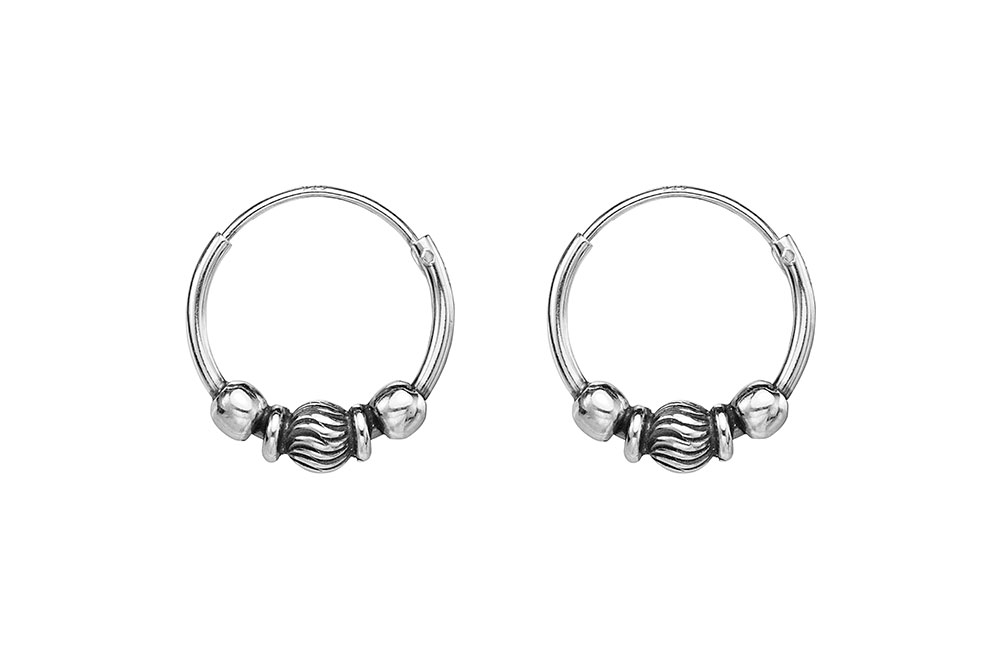 Sterling silver 925 bali hoop earrings