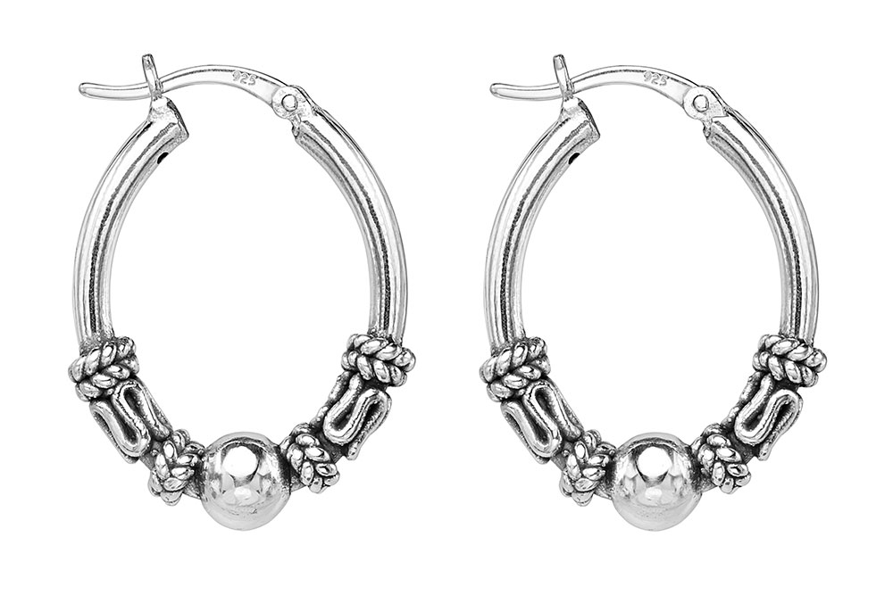 Sterling silver 925 bali hoop earrings