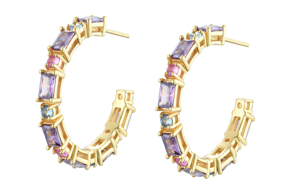 [15010E00E300MXDO] Sterling silver zirconia earring hoop