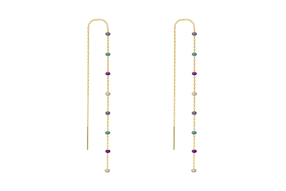 Sterling silver enamel & silver beads earring