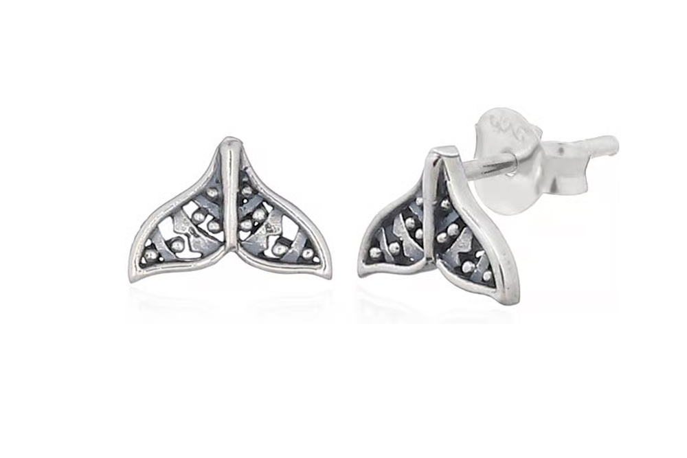 Sterling silver whale tail earring