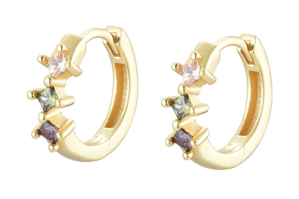 Sterling silver mix zirconia hoop earring