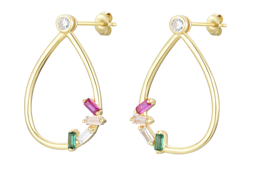 Sterling silver zirconia mini baguette earring