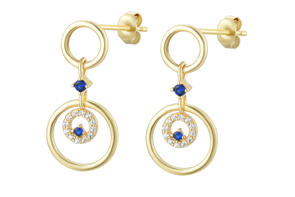 Sterling silver three circles zirconia earring