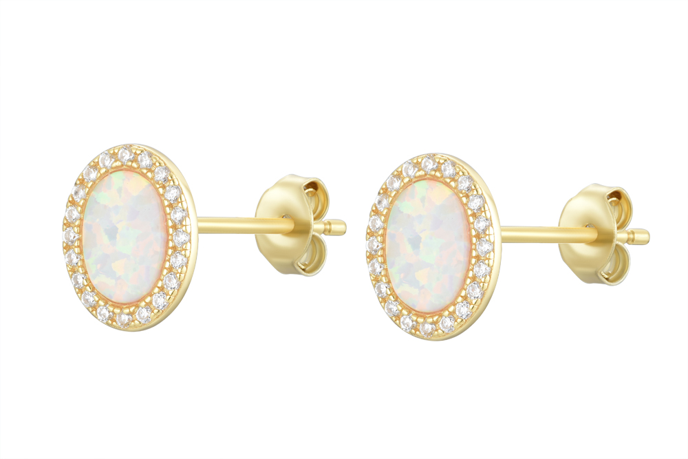 Sterling silver opal & zirconia earring