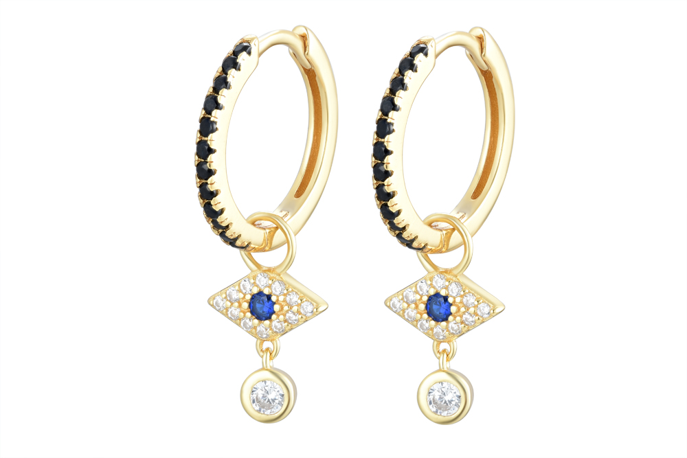 Sterling silver zirconia turkish eye hoop earring
