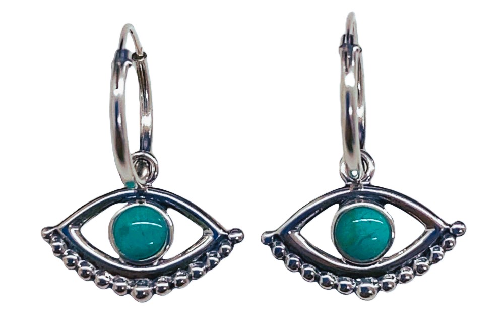 Sterling silver turkish eye hoop earring