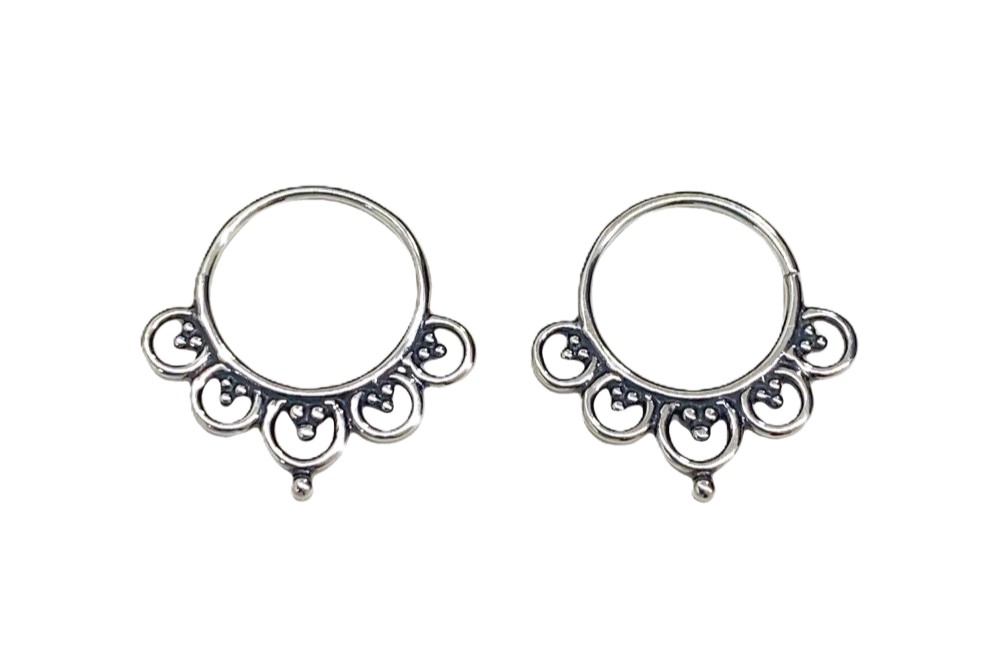 Sterling silver arabic style hoop earring