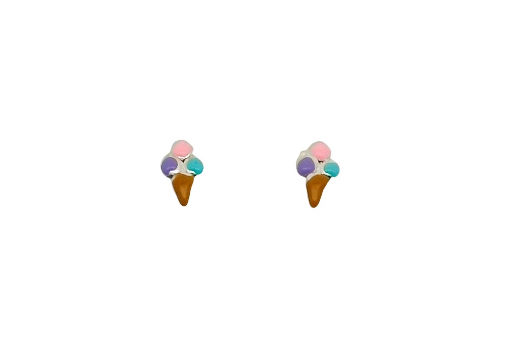 Pendiente plata 925 cono de helado esmalte