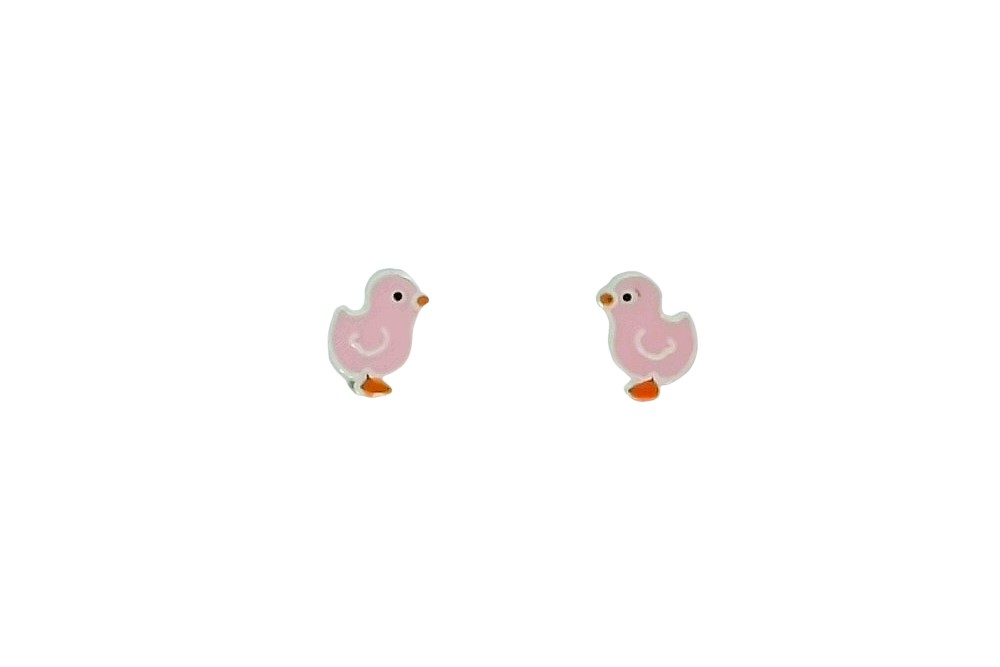 Sterling silver enamel little duck earring