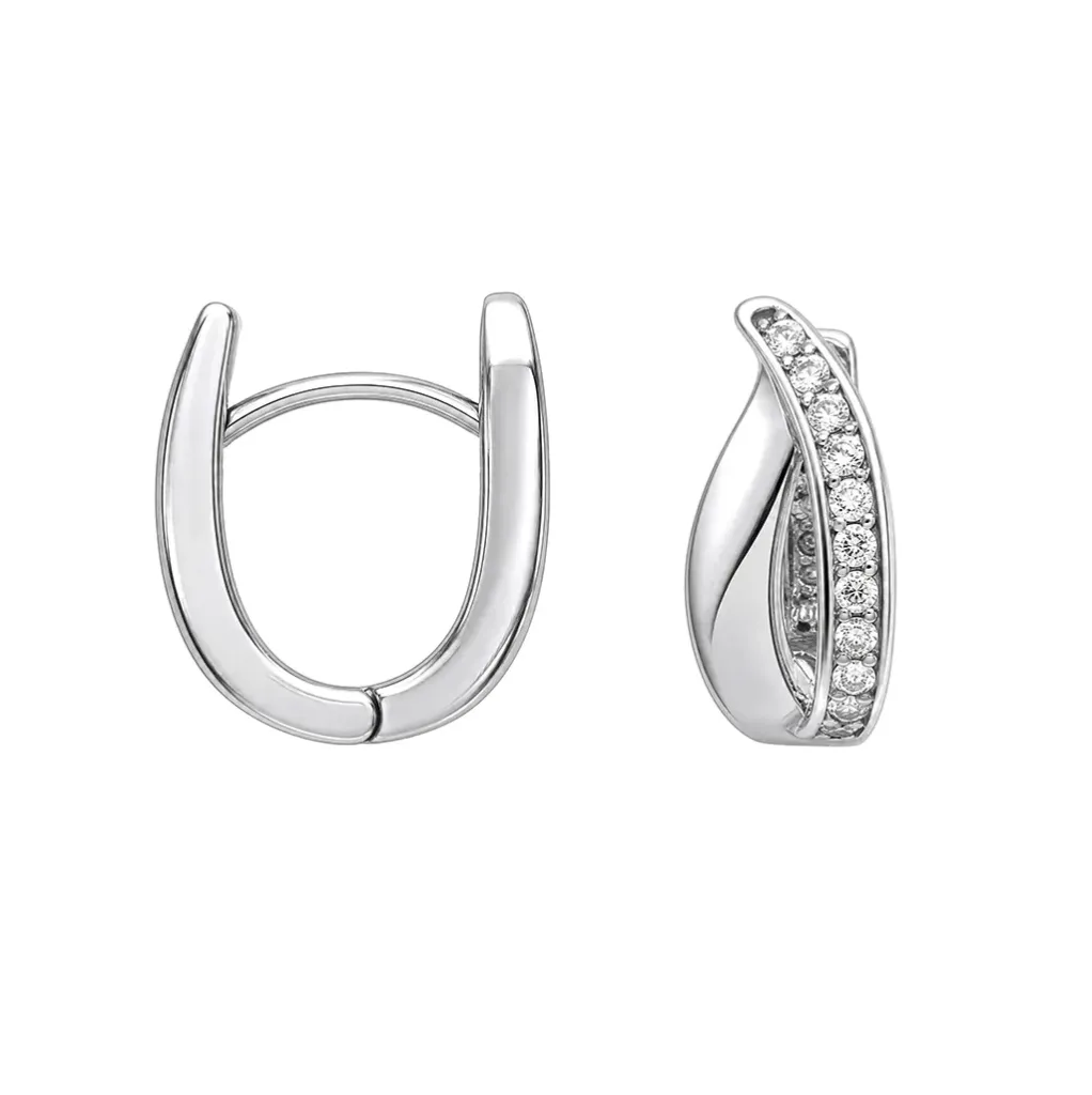 [16405EZBLRD] Sterling silver zirconia earring