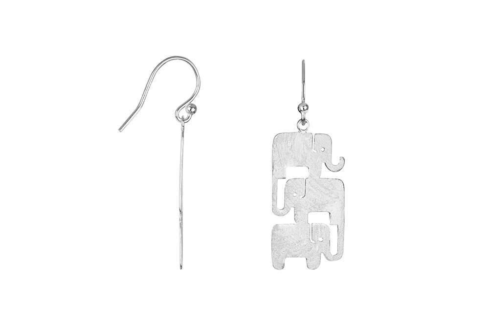 Sterling silver three elephants earring
