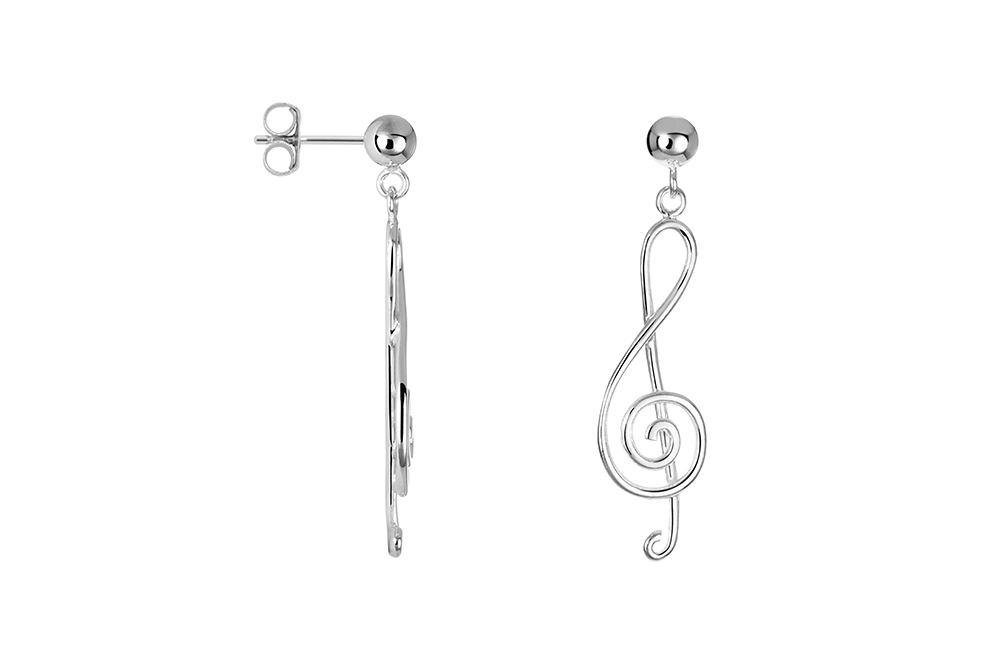 Sterling silver treble clef earring