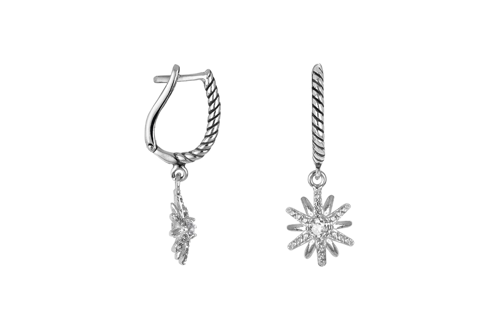 Sterling silver zirconia sun earring