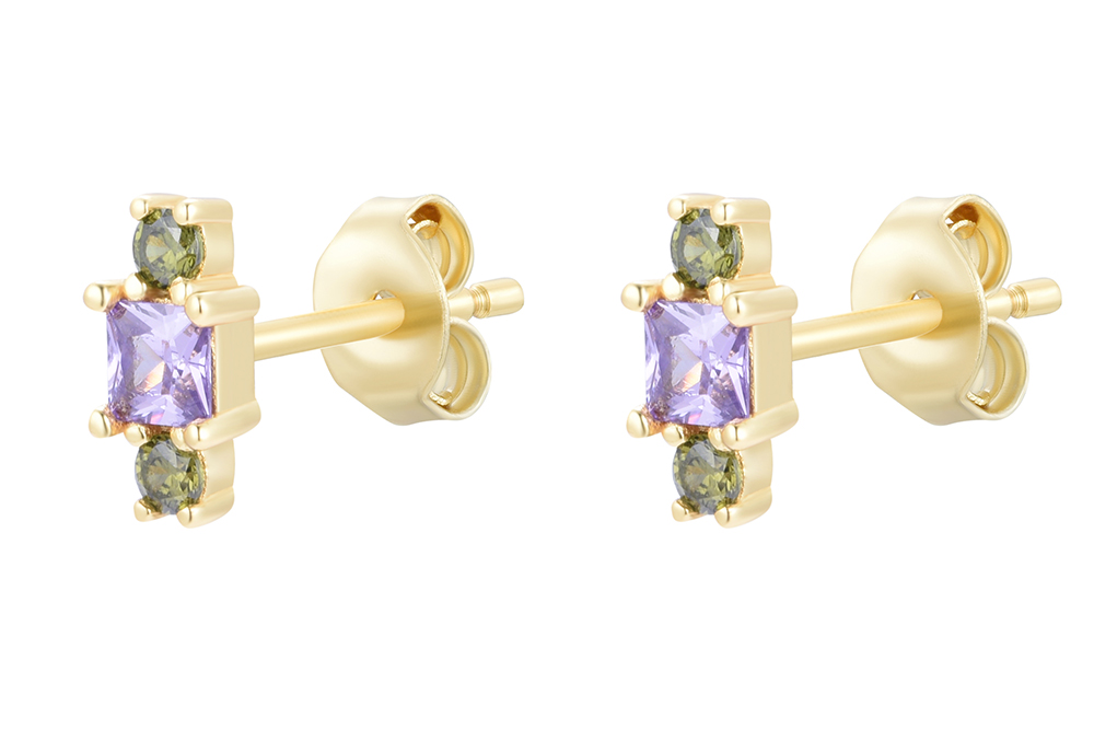 Sterling silver three zirconias earring